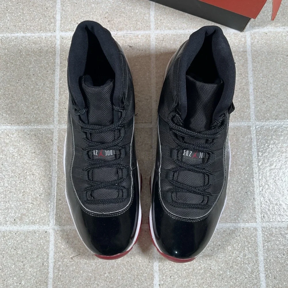 Jordan 11 Retro High Bred 2019 Size 11 Pre-Owned 378037-061 Black Red - Picture 4 of 10